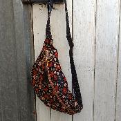 Sac Banane Velours Fleurs Noir